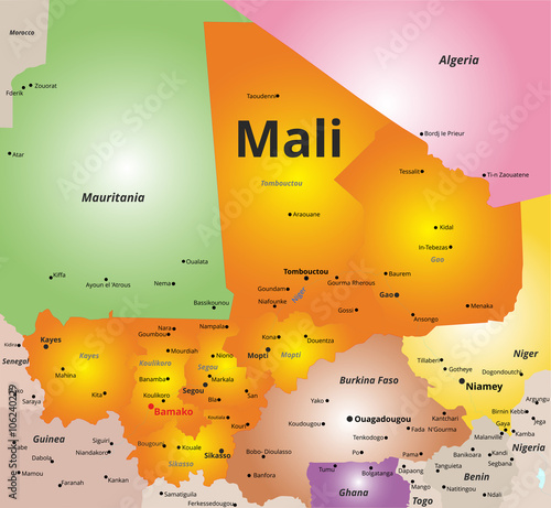 color map of Mali country photo