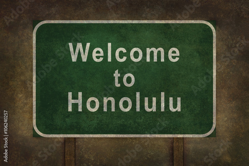 Welcome to Honolulu roadside sign illustration