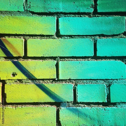 Bricks detail in green tones