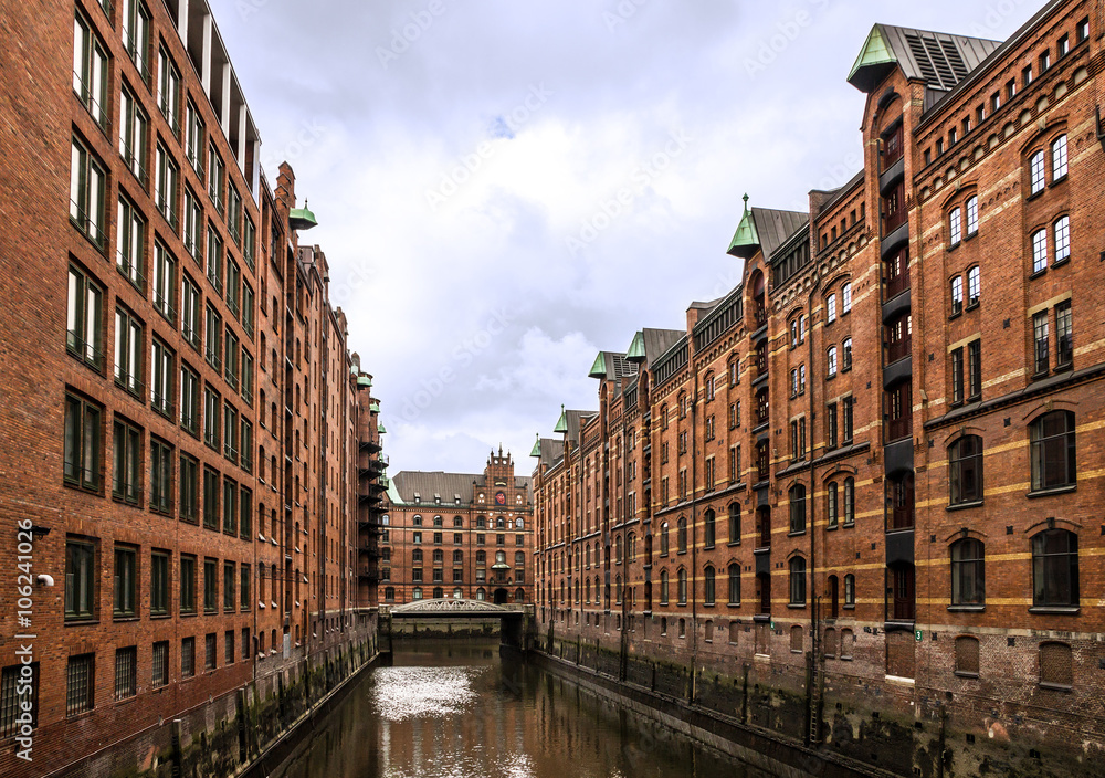 Hamburg, Germany, Warehouse canal buildings, Altona port 