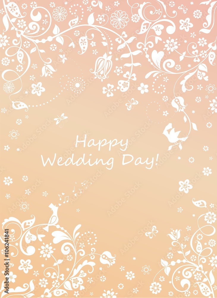Beautiful wedding floral card