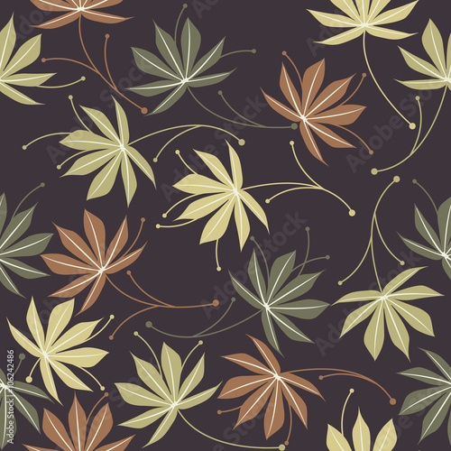 Colorful seamless pattern with tropical leaves