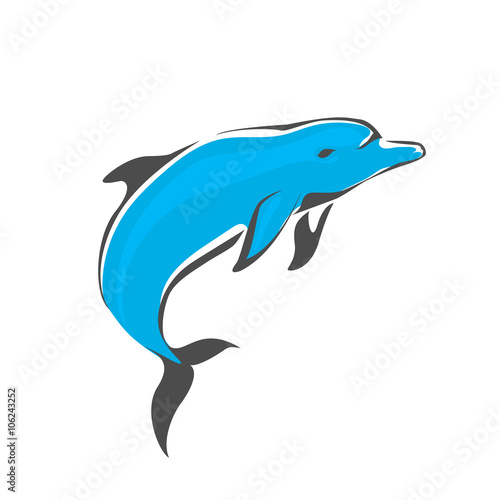 Dolphin jumping. Dolphin logo.