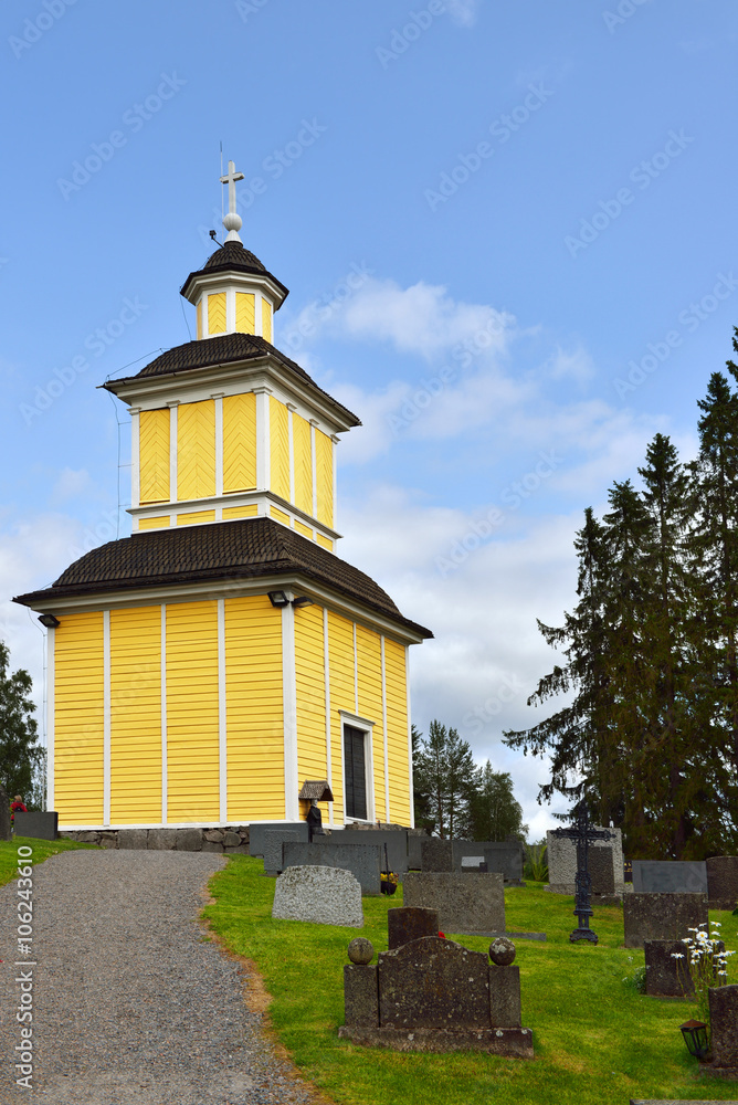 On high hill in Perho there is ancient roadside church (Puuristikirkko) On high hill in Perho there is ancient roadside church (Puuristikirkko)