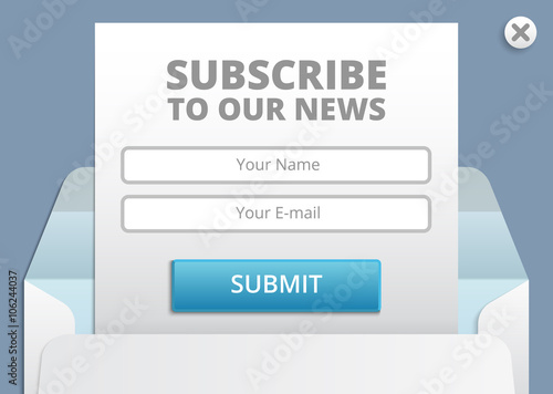 Subscribe to newsletter web and app form vector template