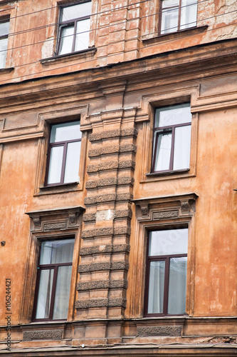 Facade of old red building