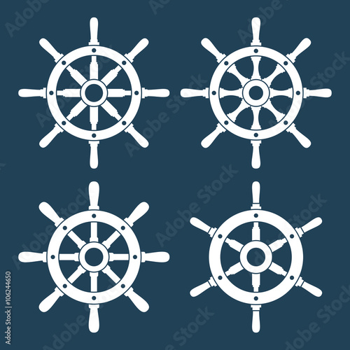 Ship Helm Vector Icons Set