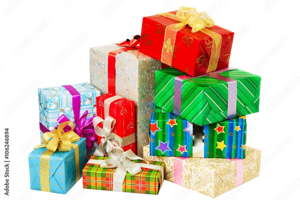 Obraz premium Close up view of the gifts box on white