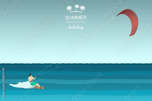 Kitesurfing retro illustration