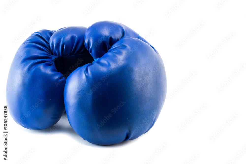 Blue boxing gloves isolated