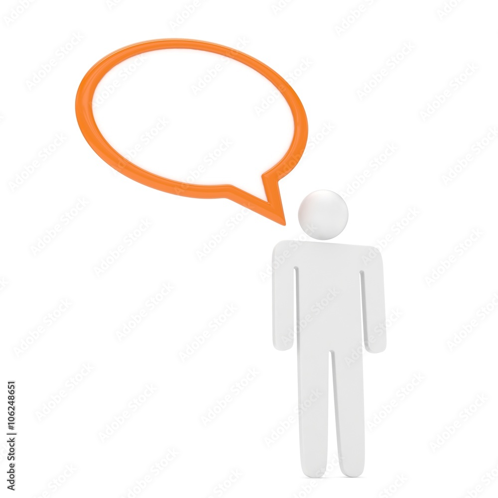 3d man with talk bubbles isolated over a white background 3d man with talk bubbles isolated over a white background