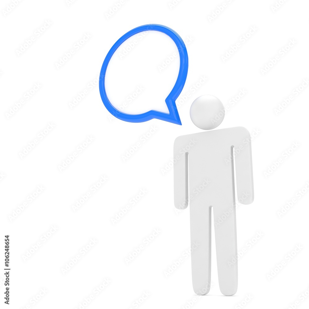 3d man with talk bubbles isolated over a white background 3d man with talk bubbles isolated over a white background