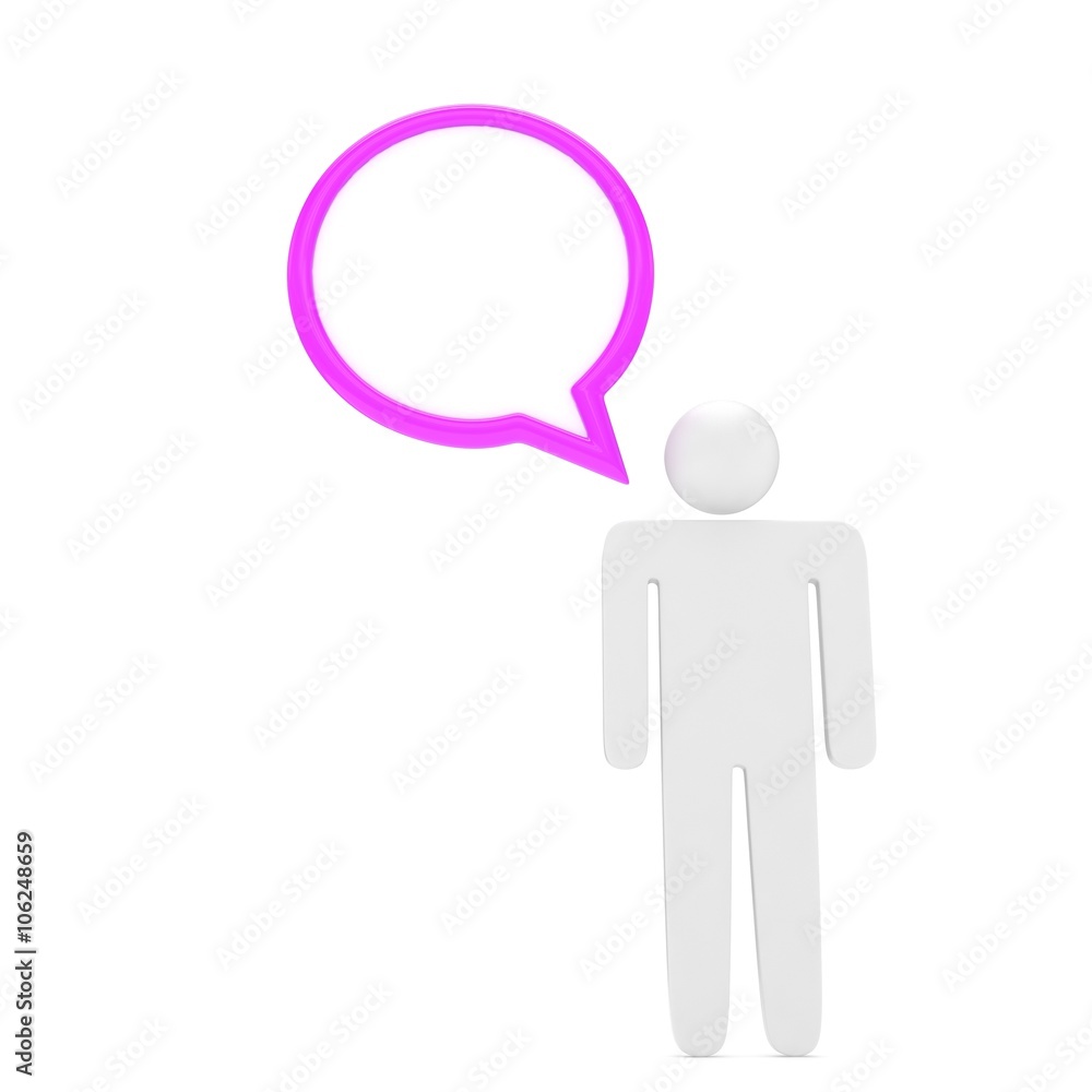 3d man with talk bubbles isolated over a white background 3d man with talk bubbles isolated over a white background