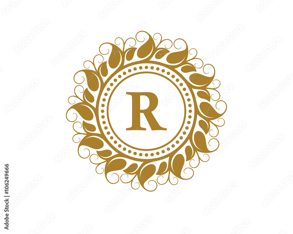 Naklejka premium R Crest Beauty Leaf Logo