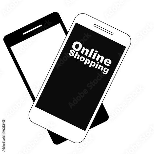 Flat design of modern smartphone with online shopping concept