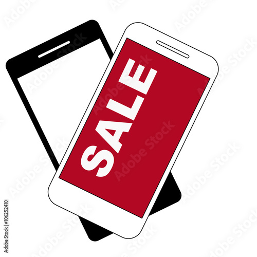 Flat design of modern smartphone with sale concept