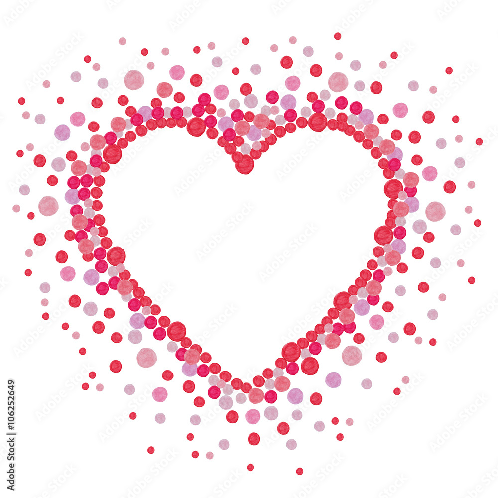 Heart made from many round red and pink dots