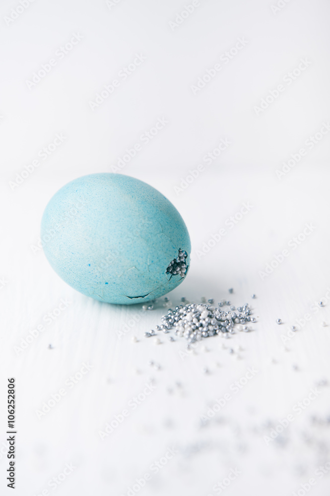 metal silver and blue Easter egg metal silver and blue Easter egg