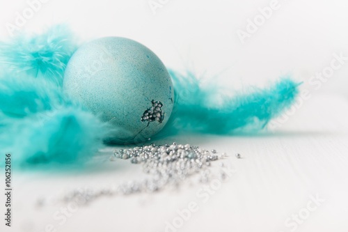 metal silver and blue Easter egg 