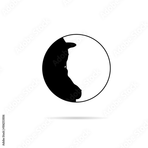 girl in circle silhouette illustration in black