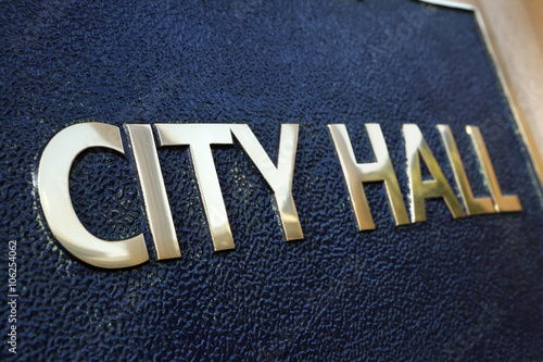 Фотография City Hall sign close up
