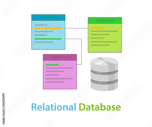relational database data table related symbol vector illustration concept