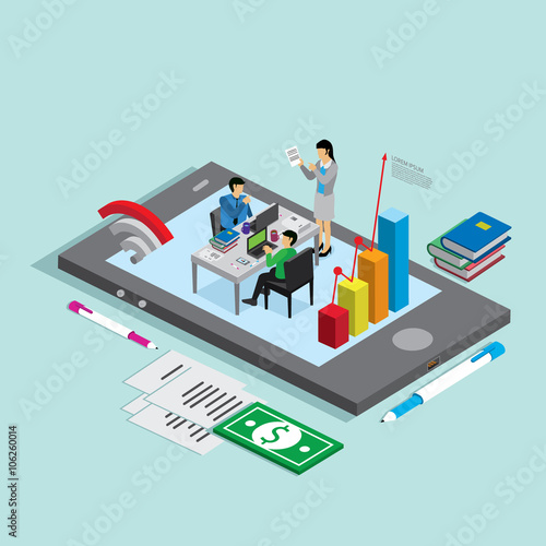 business success with isometric concept