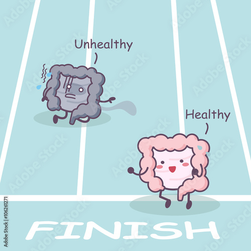 Healthy and unhealthy intestine racing