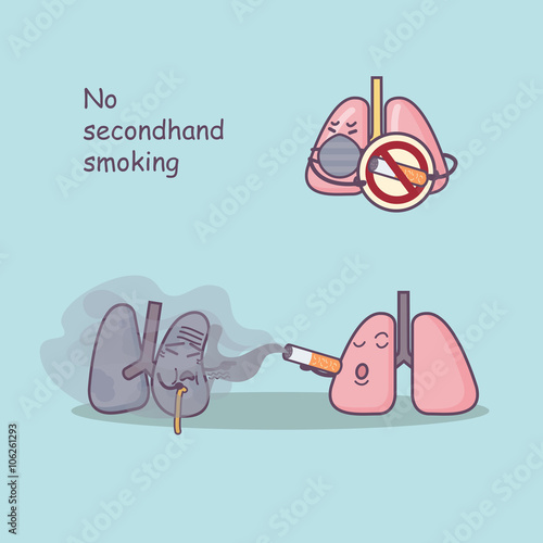 cartoon lung with secondhand smoke