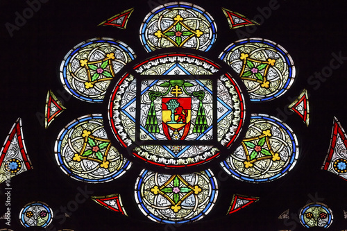 French Coat Arms Stained Glass Notre Dame Cathedral Paris France