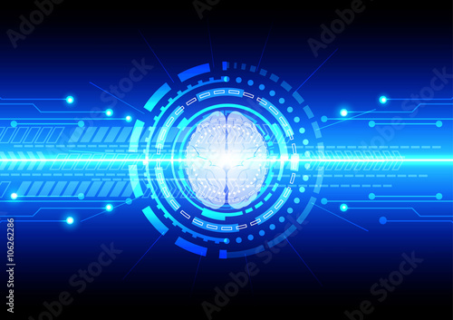 abstract technology communication with brain technology. illustr