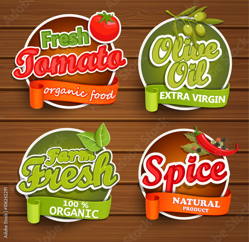 Farm fresh, organic food label.