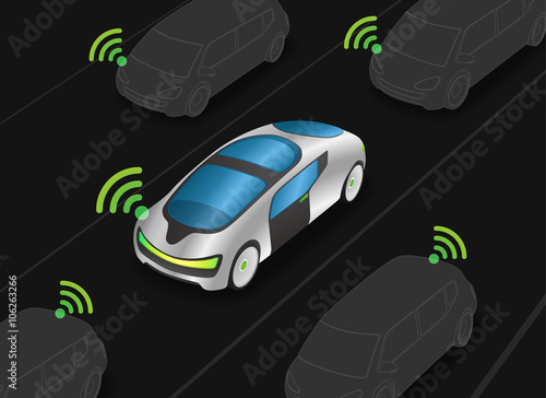 Future car and wireless communication, image illustration
