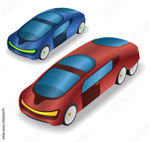 two types futuristic design vehicle, future car, vector illustration