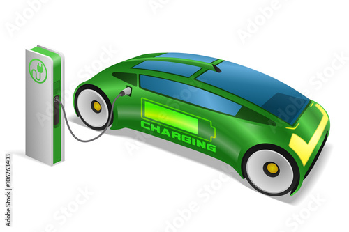 electric vehicle charging station, electric recharging point, vector illustration