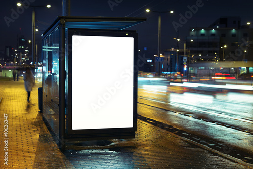 Bus stop advertising billboard photo