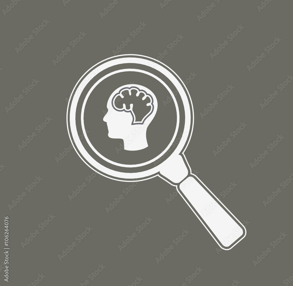 Head examine illustration. White vector icon. Head examine illustration. White vector icon.