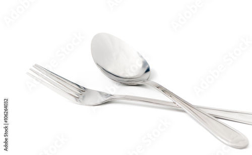 spoon and fork stainless isolated