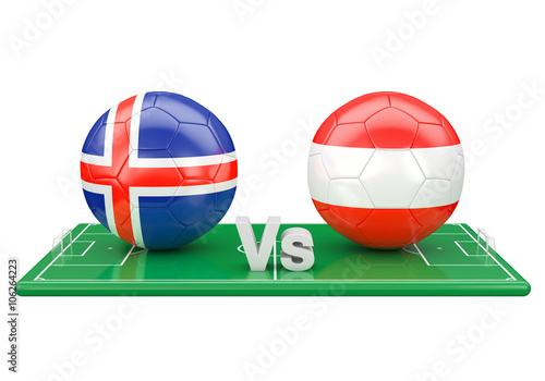 Iceland   Austria soccer game over soccer field