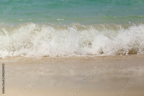 Sea wave swash on sand beach.