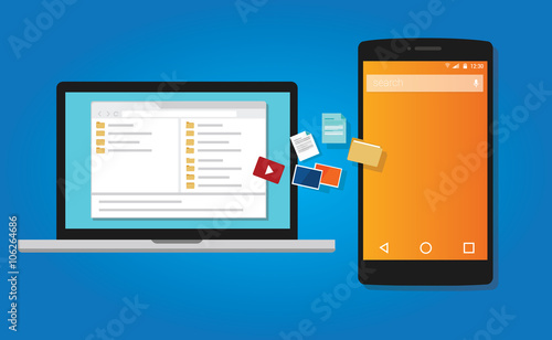file transfer copy document to mobile phone from computer icon symbol illustration