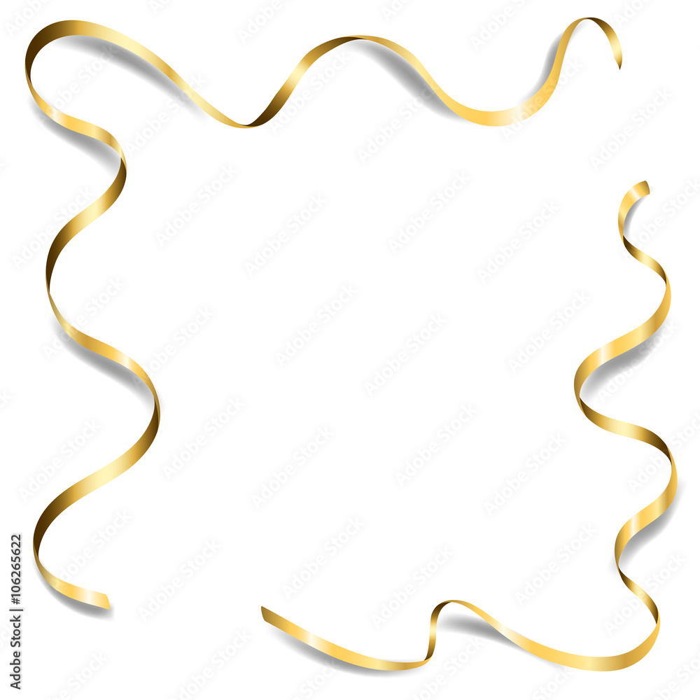 Gold satin ribbons set. Golden bow blank. Design decoration element, isolated on white background. Vintage retro elegance style for greeting, gift, christmas card, present, frame. Vector illustration. Gold satin ribbons set. Golden bow blank. Design decoration element, isolated on white background. Vintage retro elegance style for greeting, gift, christmas card, present, frame. Vector illustration.