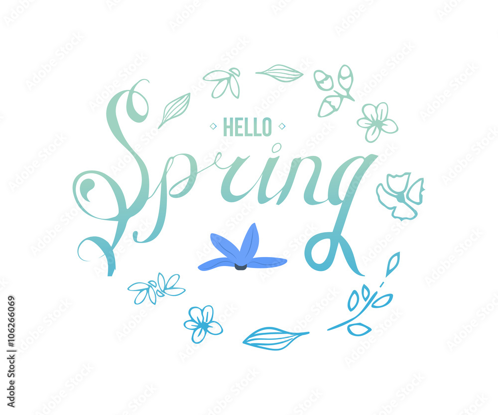 Spring vector typographic poster and logo. Spring vector typographic poster and logo.