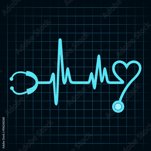 Stethoscope make a heartbeat stock vector