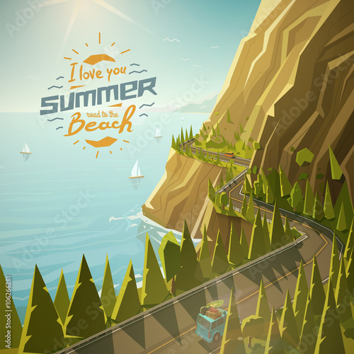 Mountain road vector illustration
