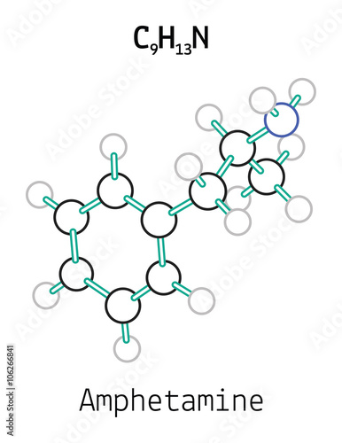 C9H13N amphetamine molecule