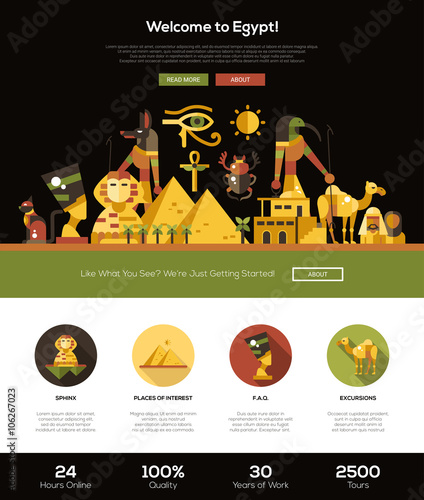 Traveling to Egypt website header banner with webdesign elements