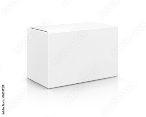 blank packaging white cardboard box isolated on white background