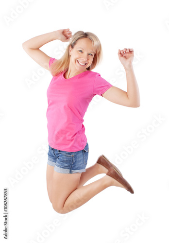 Foto young woman jumping