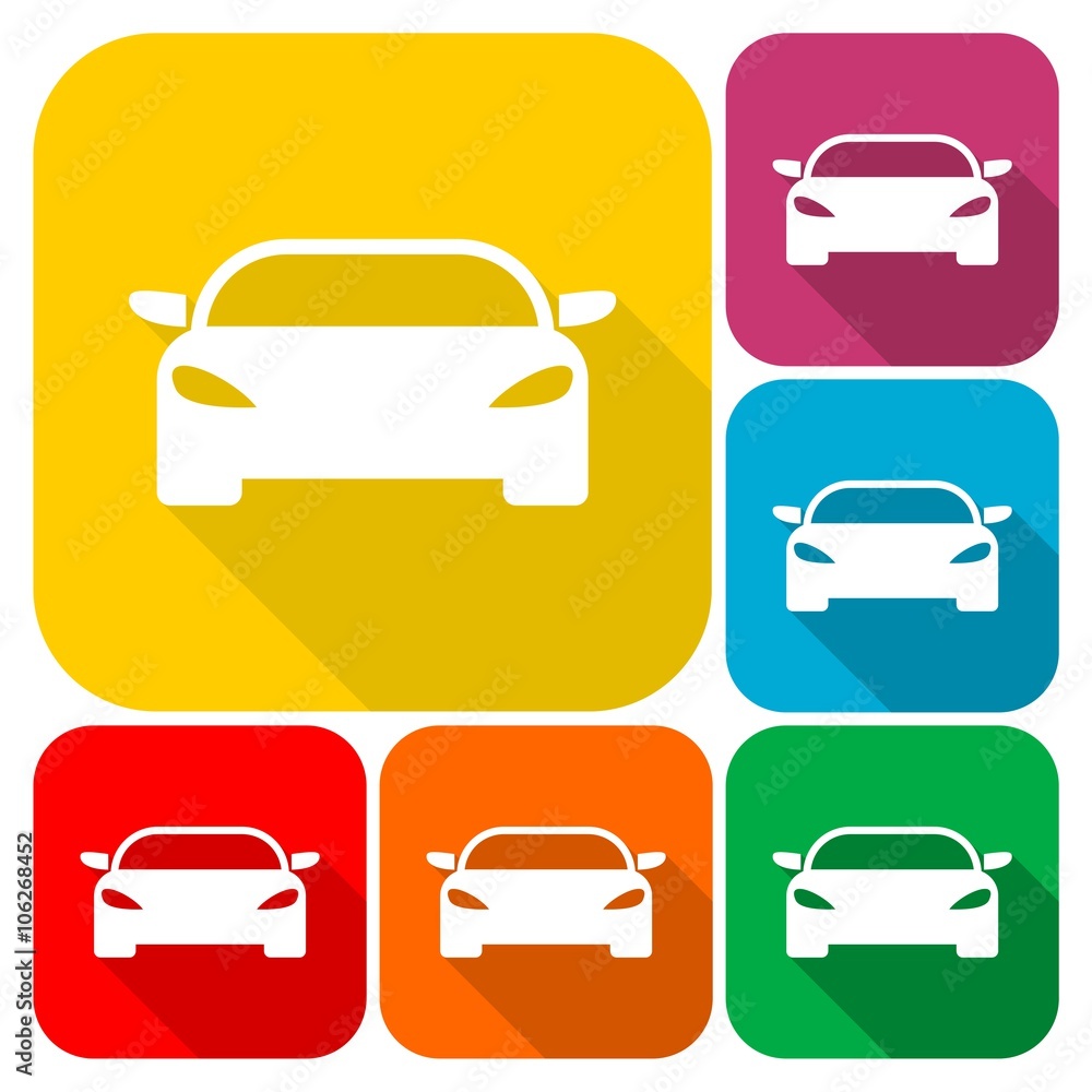 Car icons set with long shadow Car icons set with long shadow